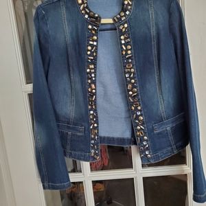 Platinum Chicos Short Jewel Embellished Denim Jacket Chico Size 1 (8-10)